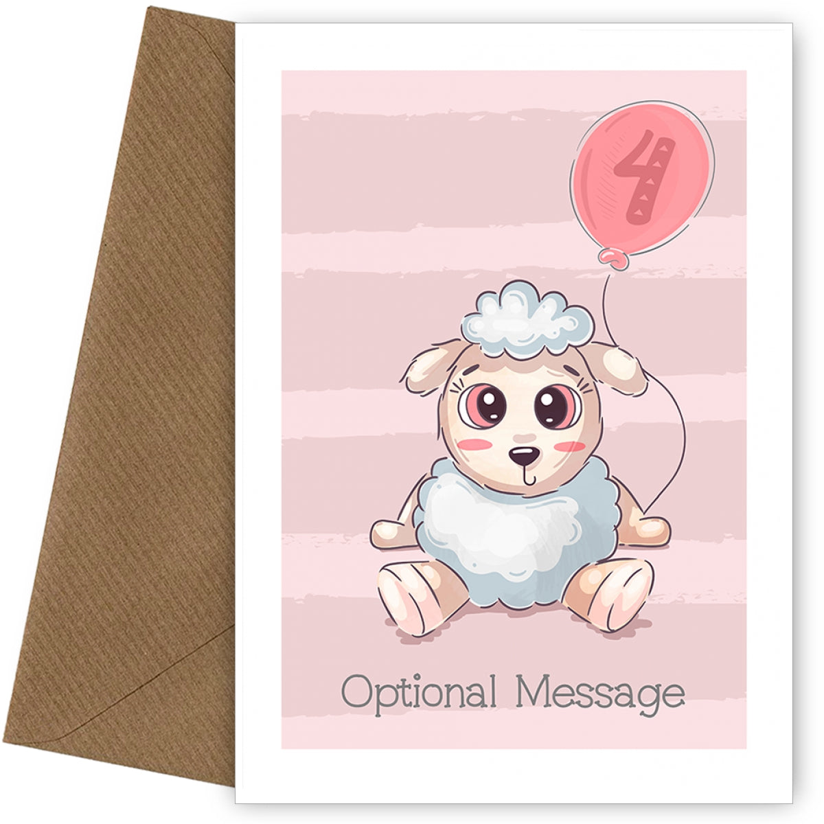 Personalised Cute 4th Birthday Card - Lamb