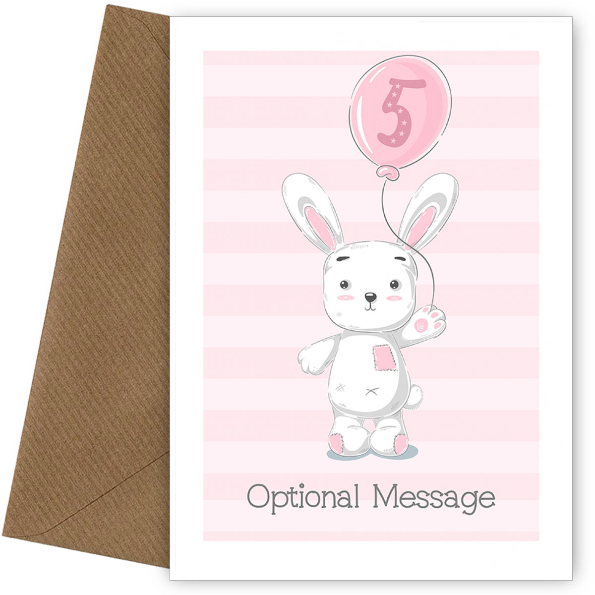 Rabbit 5th Birthday Card for Girls