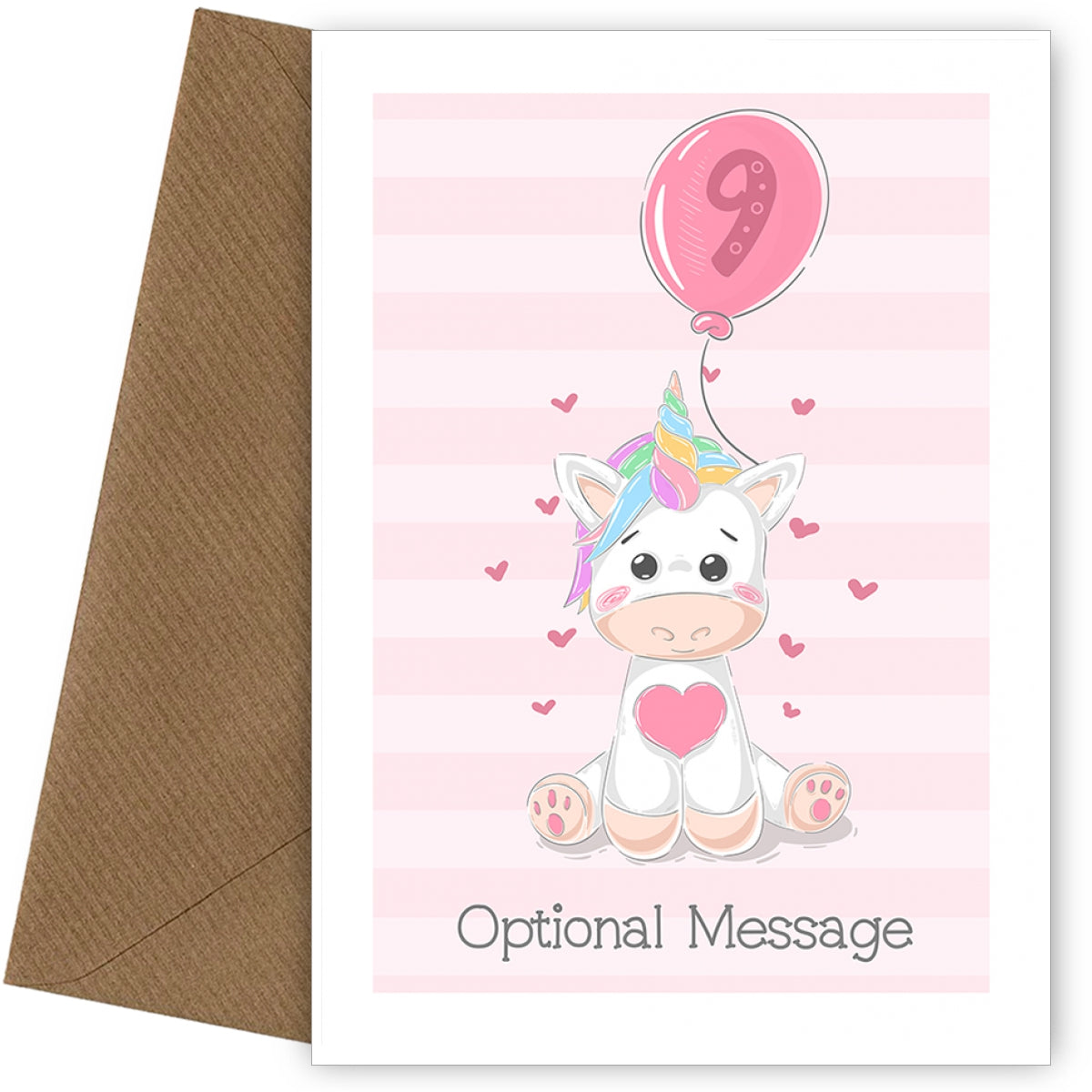 Unicorn 9th Birthday Card for 9 Year Old Girl