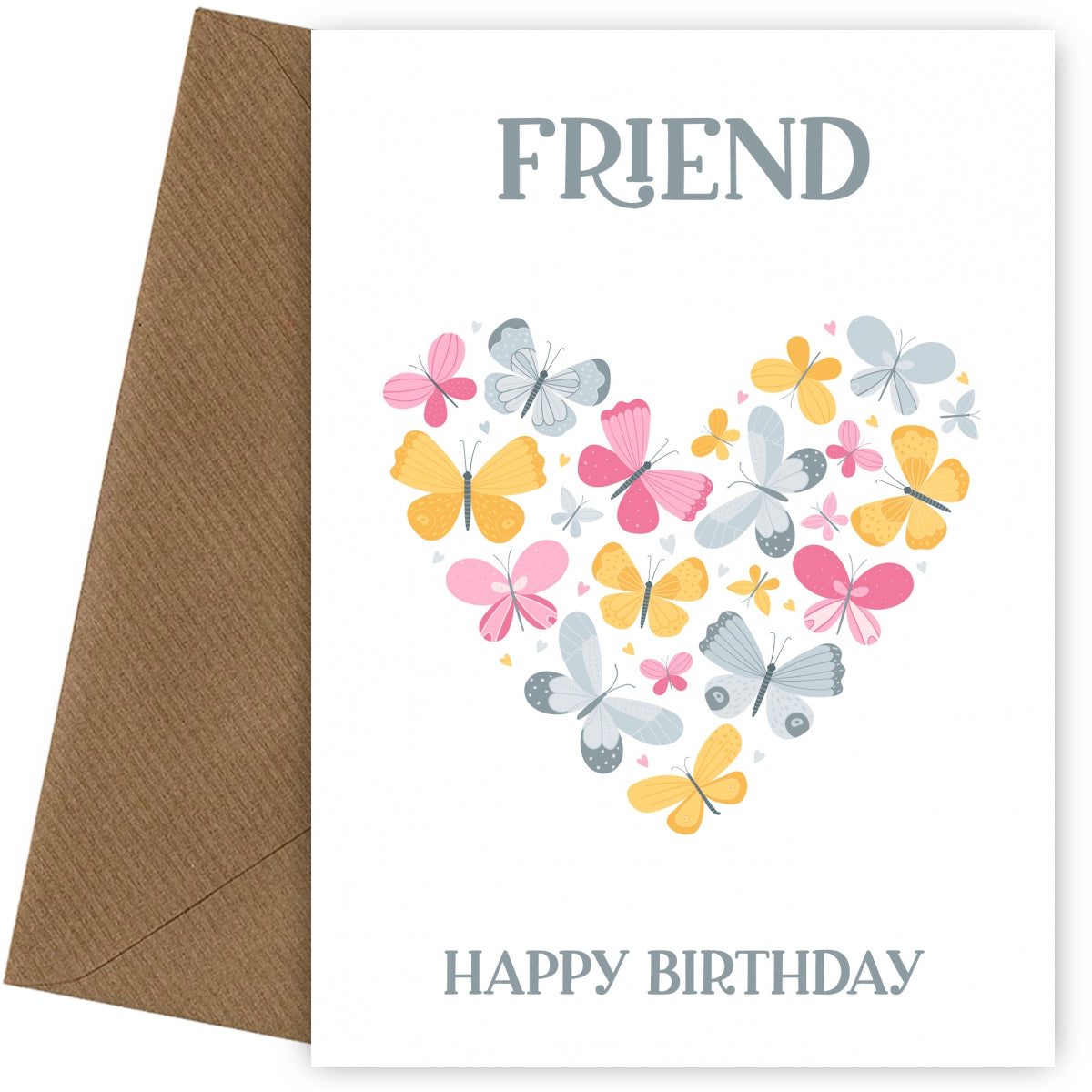 Friend Birthday Card - Butterfly Heart