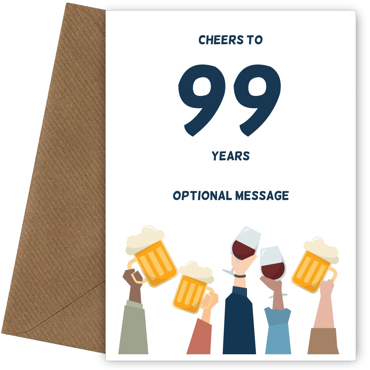 Fun 99th Birthday Card - Cheers to 99 Years!