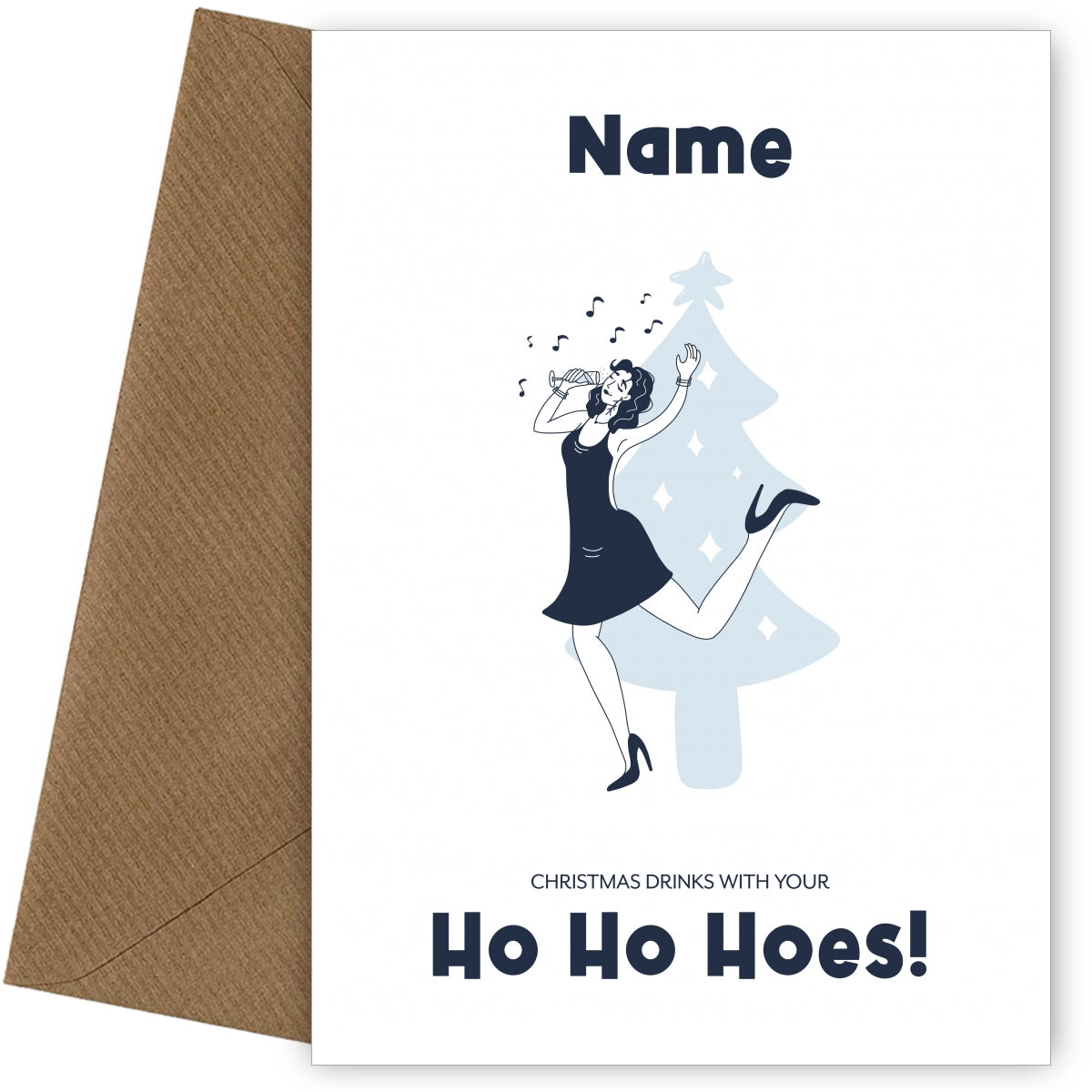 Funny Christmas Card for Her, Wife, Auntie, Sister or Friend - Drinks with Ho Ho Hoes!