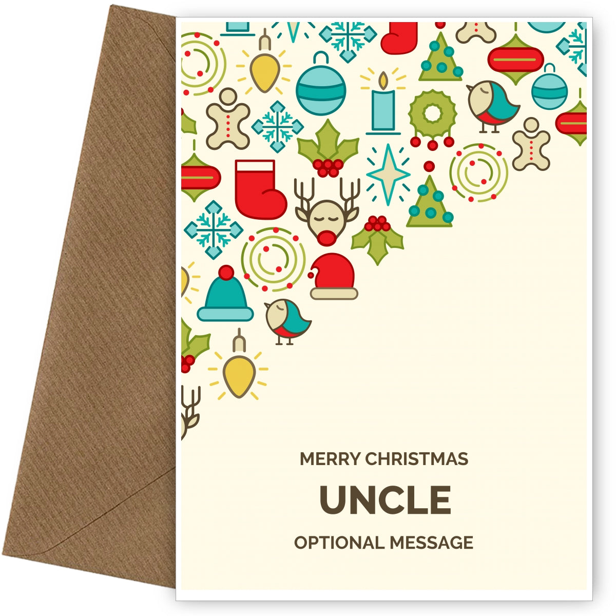 Merry Christmas Card for Uncle - Christmas Icons