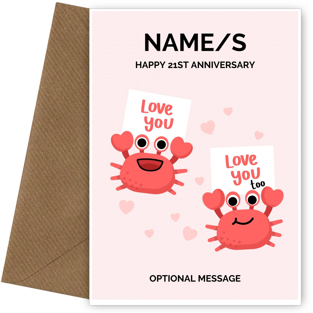 Crabs 21st Wedding Anniversary Card for Couples