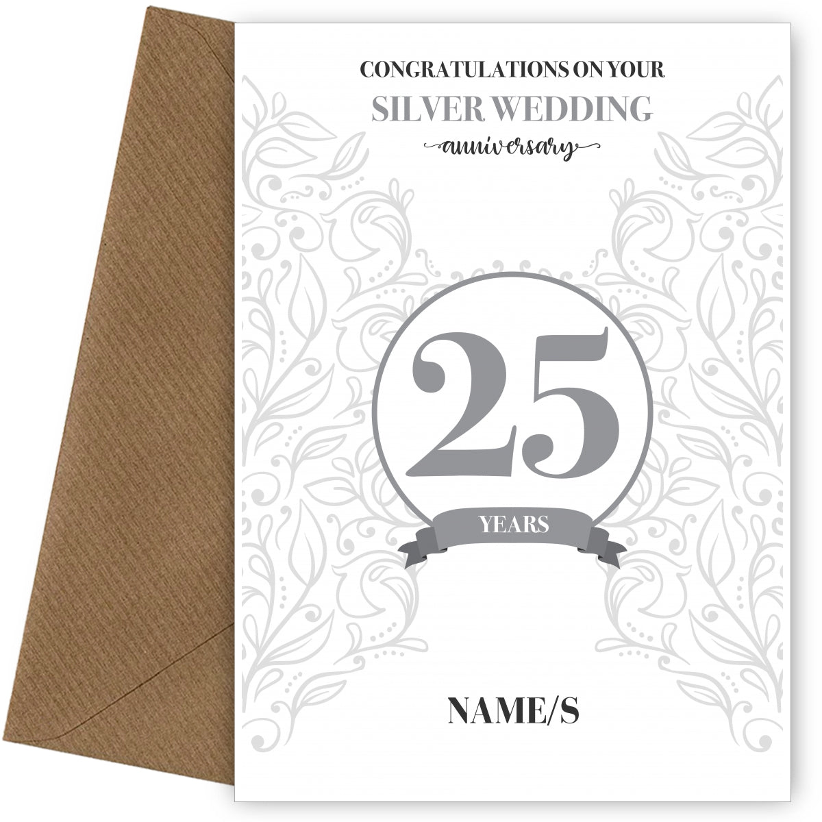 Personalised 25th Anniversary Card (Silver Wedding Anniversary)