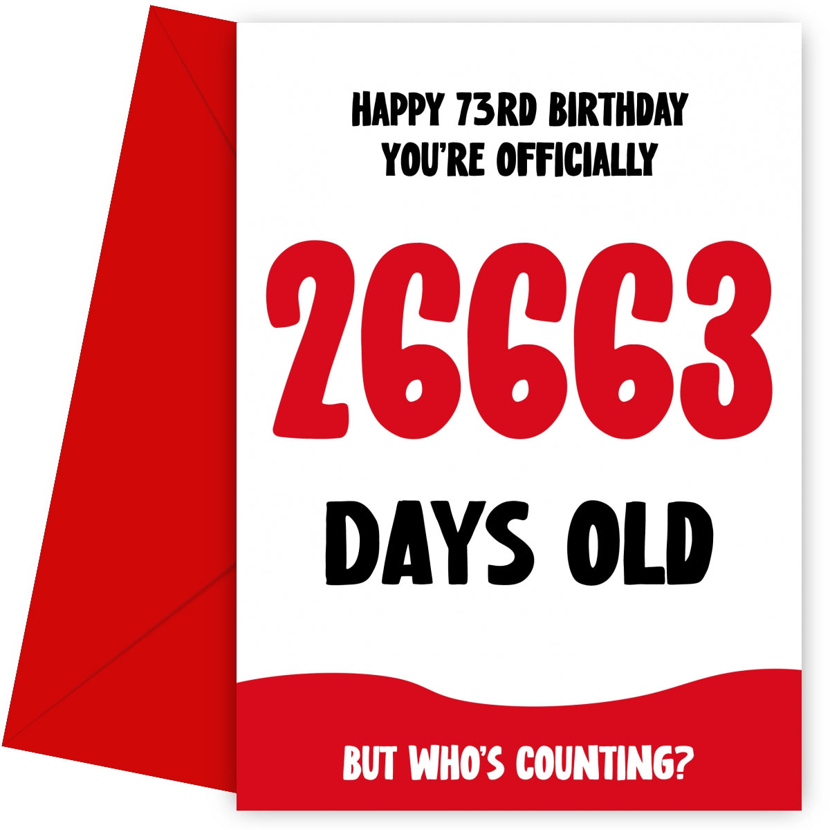 Funny 73rd Birthday Card for Men and Women - 26663 Days Old