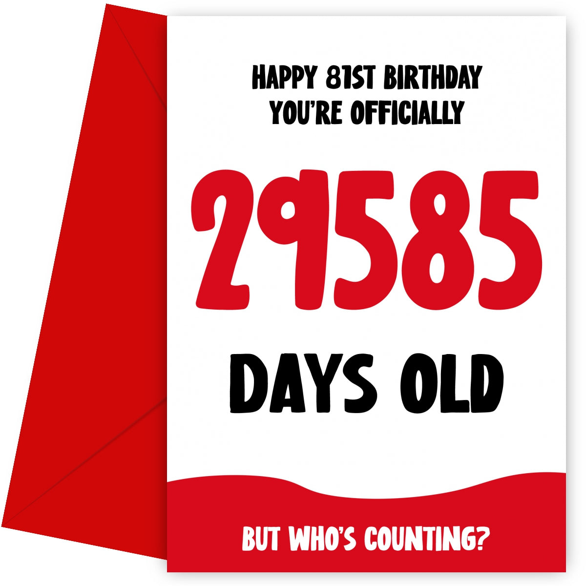 Funny 81st Birthday Card for Men and Women - 29585 Days Old