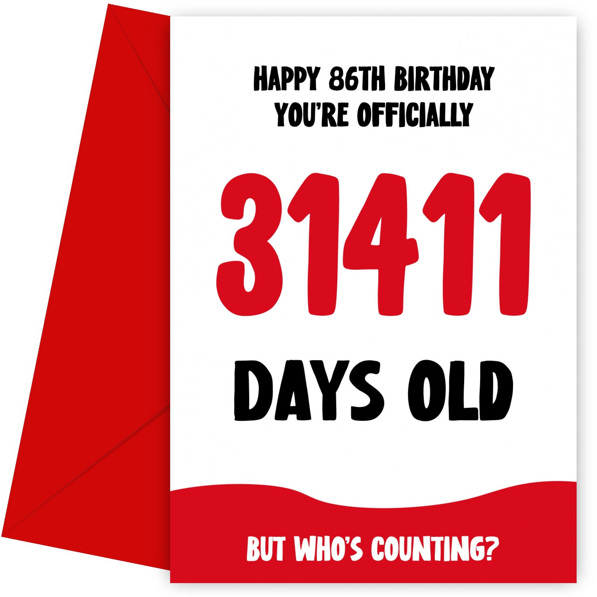 Funny 86th Birthday Card for Men and Women - 31411 Days Old
