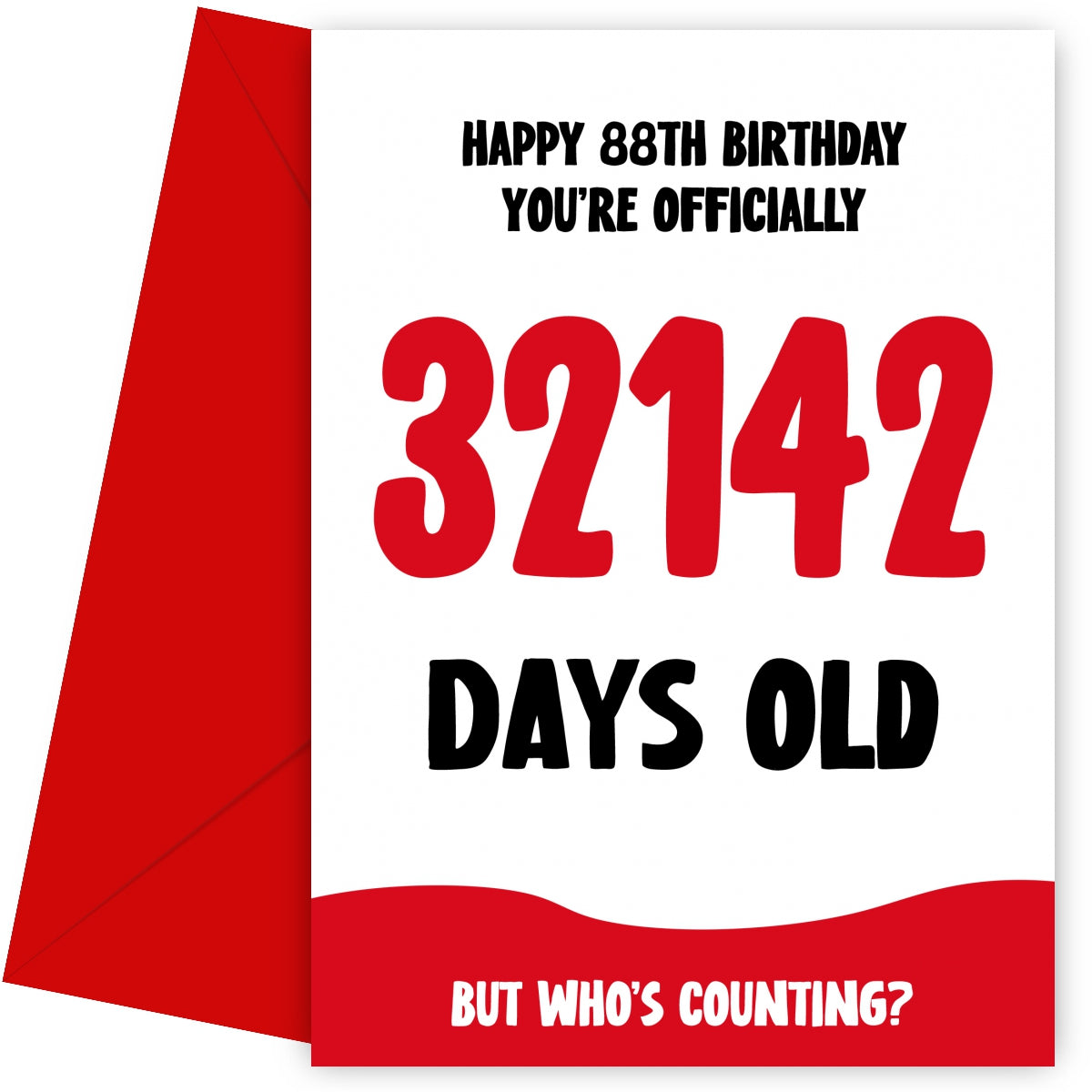 Funny 88th Birthday Card for Men and Women - 32142 Days Old