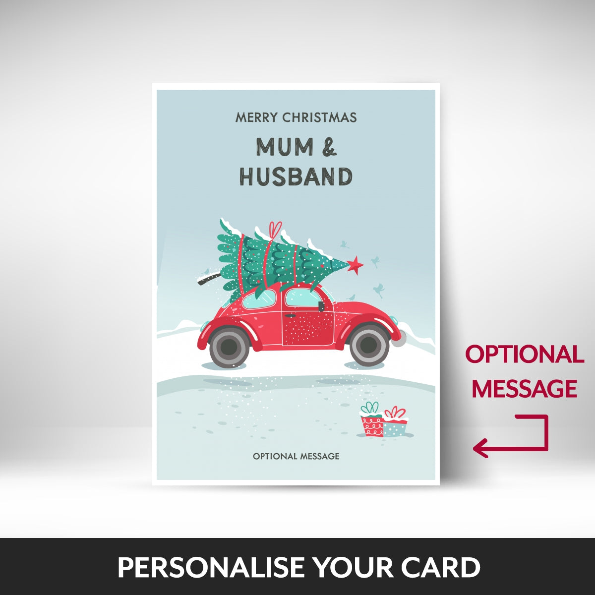 What can be personalised on this mum and husband christmas cards