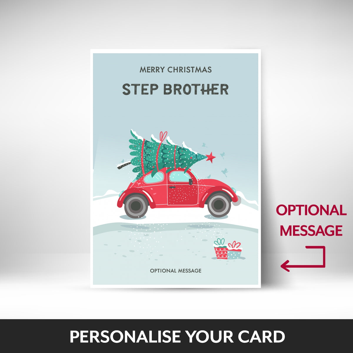 What can be personalised on this step brother christmas cards