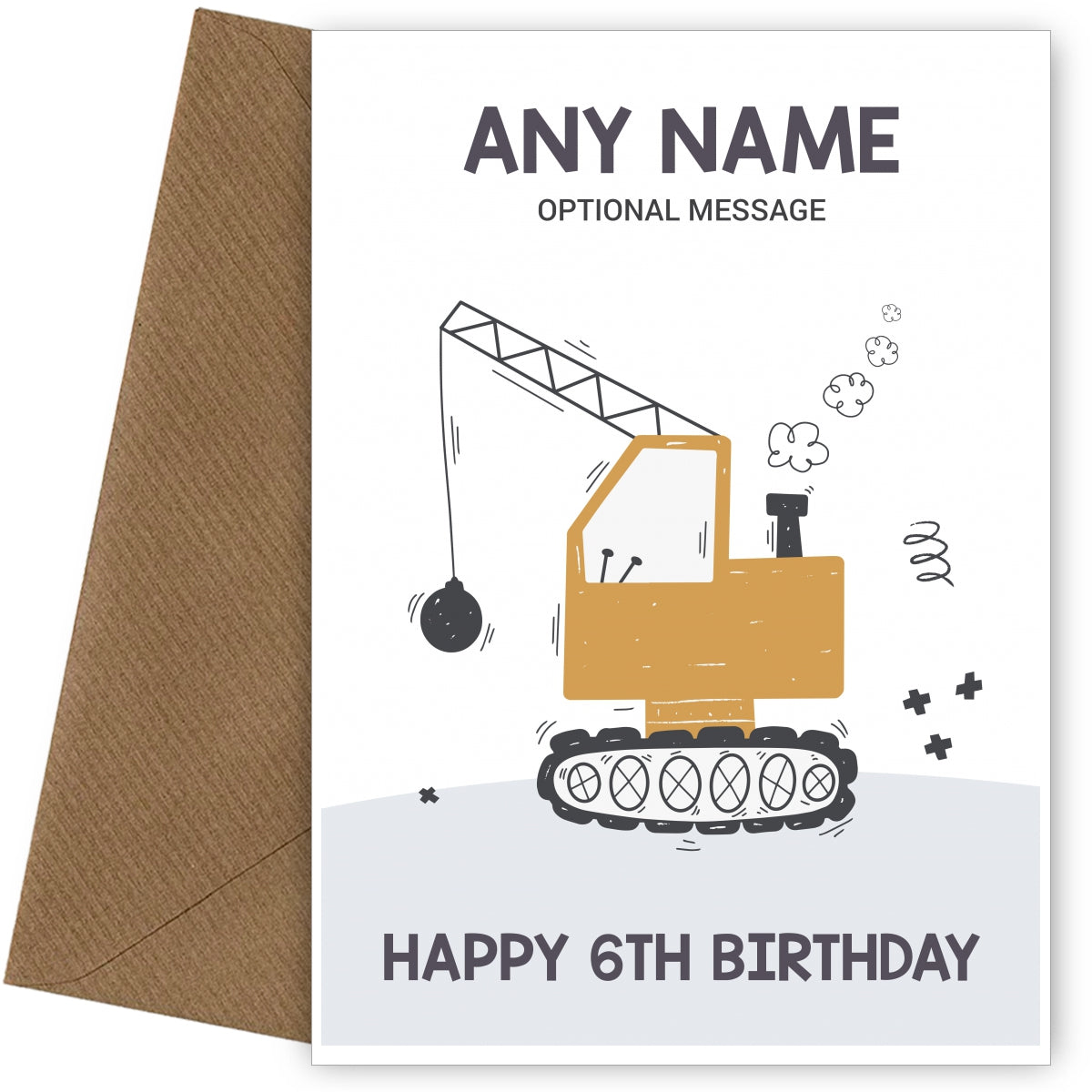 6th Birthday Card for Any Name - Wrecking Ball
