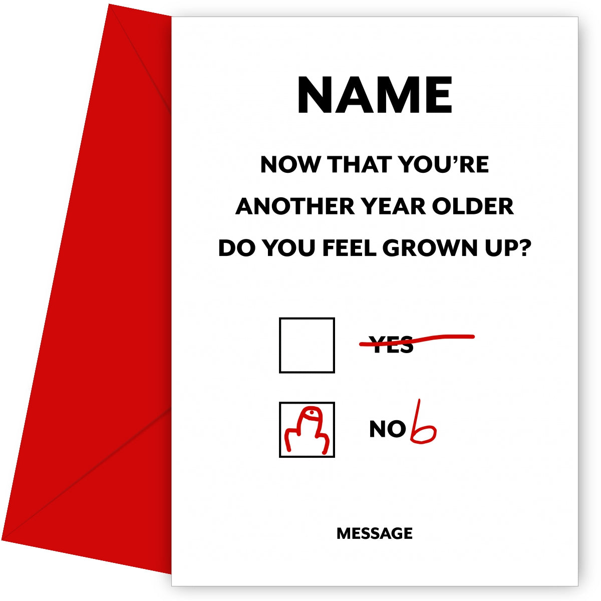 Personalised Silly Birthday Card - Do you feel grown up?