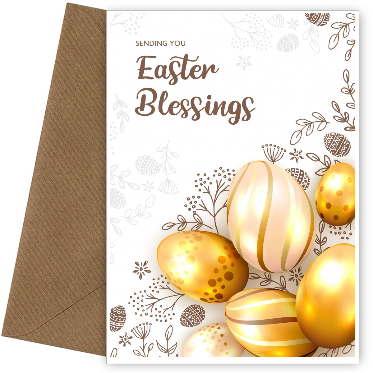 Traditional Easter Card for Family and Friends - Gold Luxury Easter Eggs