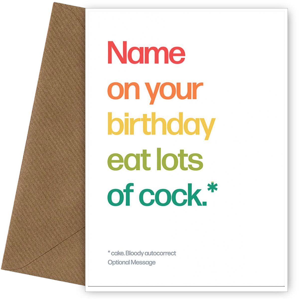 Personalised Eat Lots Of Cock Card
