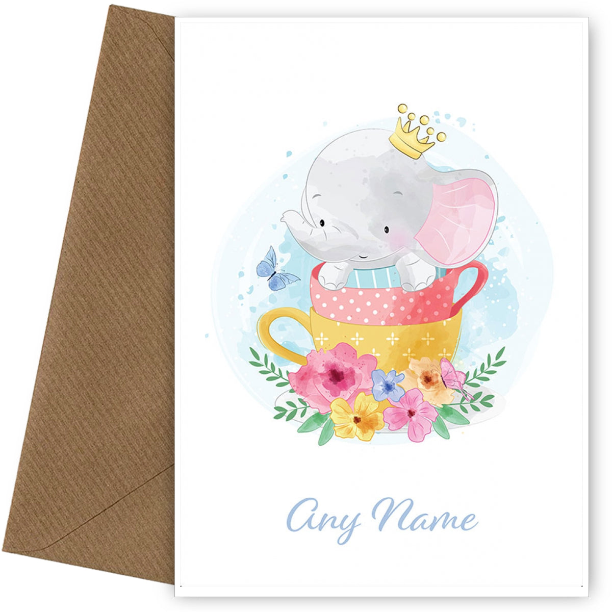 Personalised Elephant Inside Teacups Card
