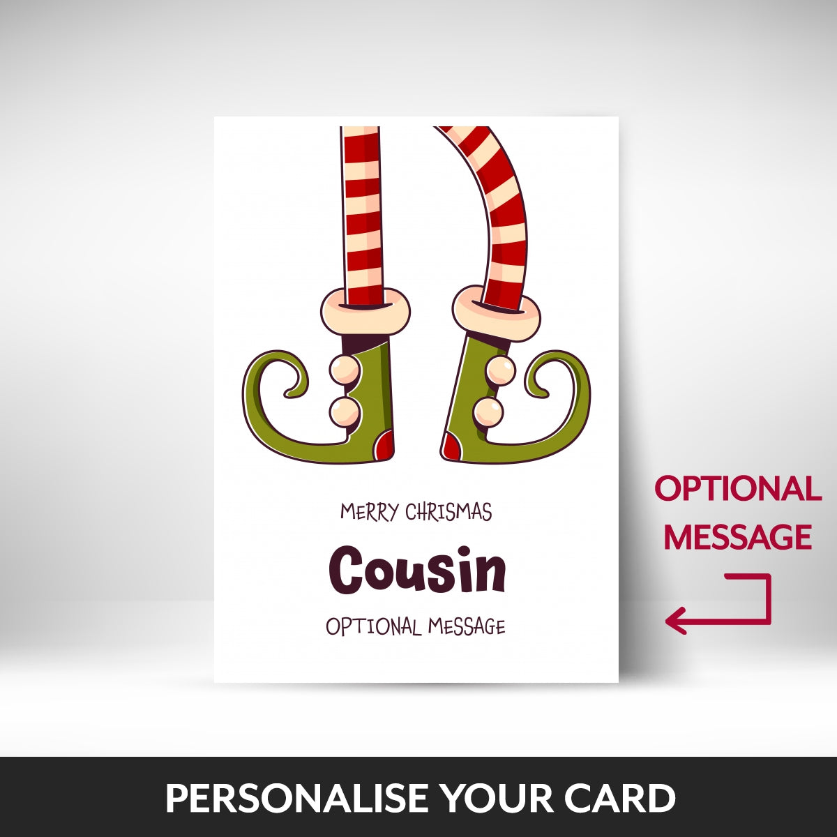 What can be personalised on this Cousin christmas cards