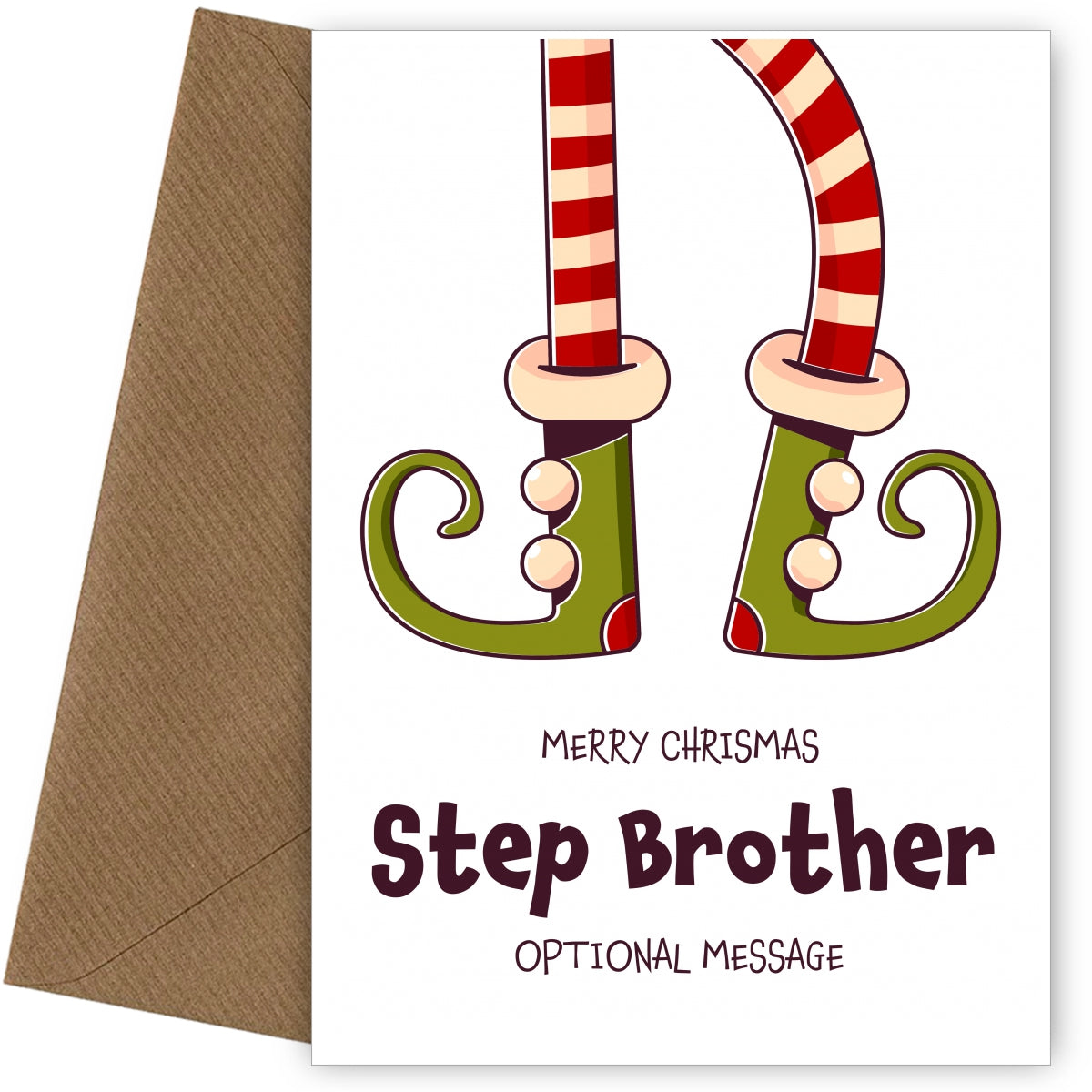 Cute Christmas Card for Step Brother - Elf Shoes