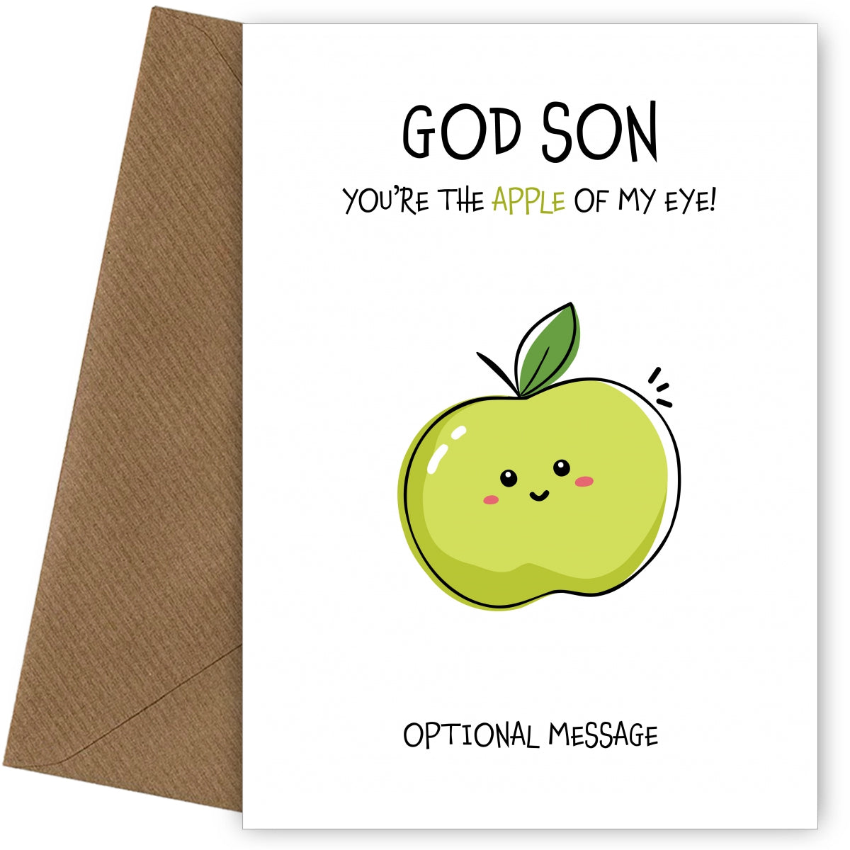 Fruit Pun Birthday Day Card for God Son - Apple of my Eye