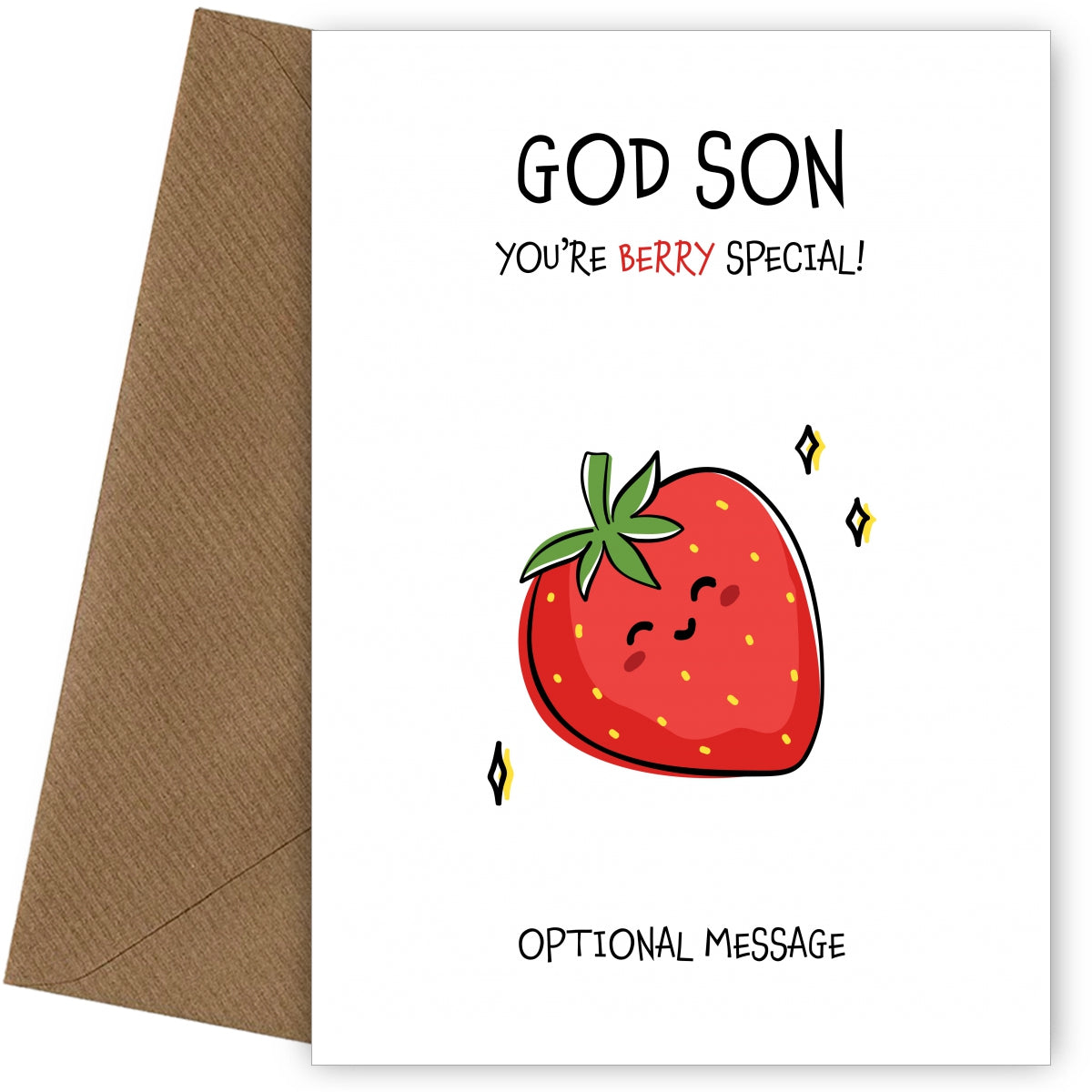 Fruit Pun Birthday Day Card for God Son - Berry Special