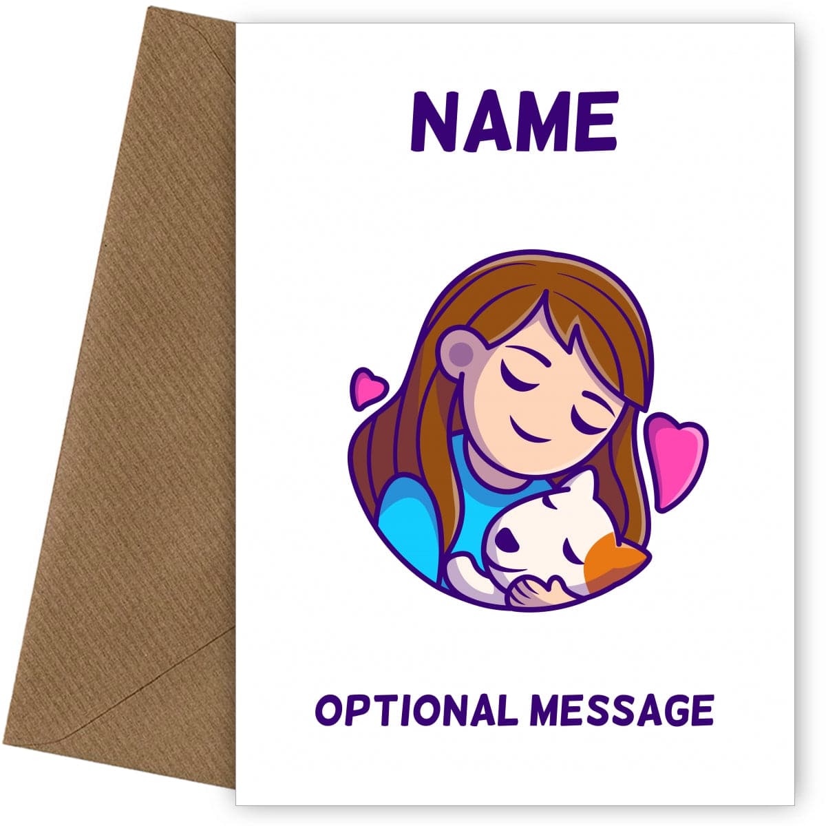 Girl Hugging Dog Greetings Card