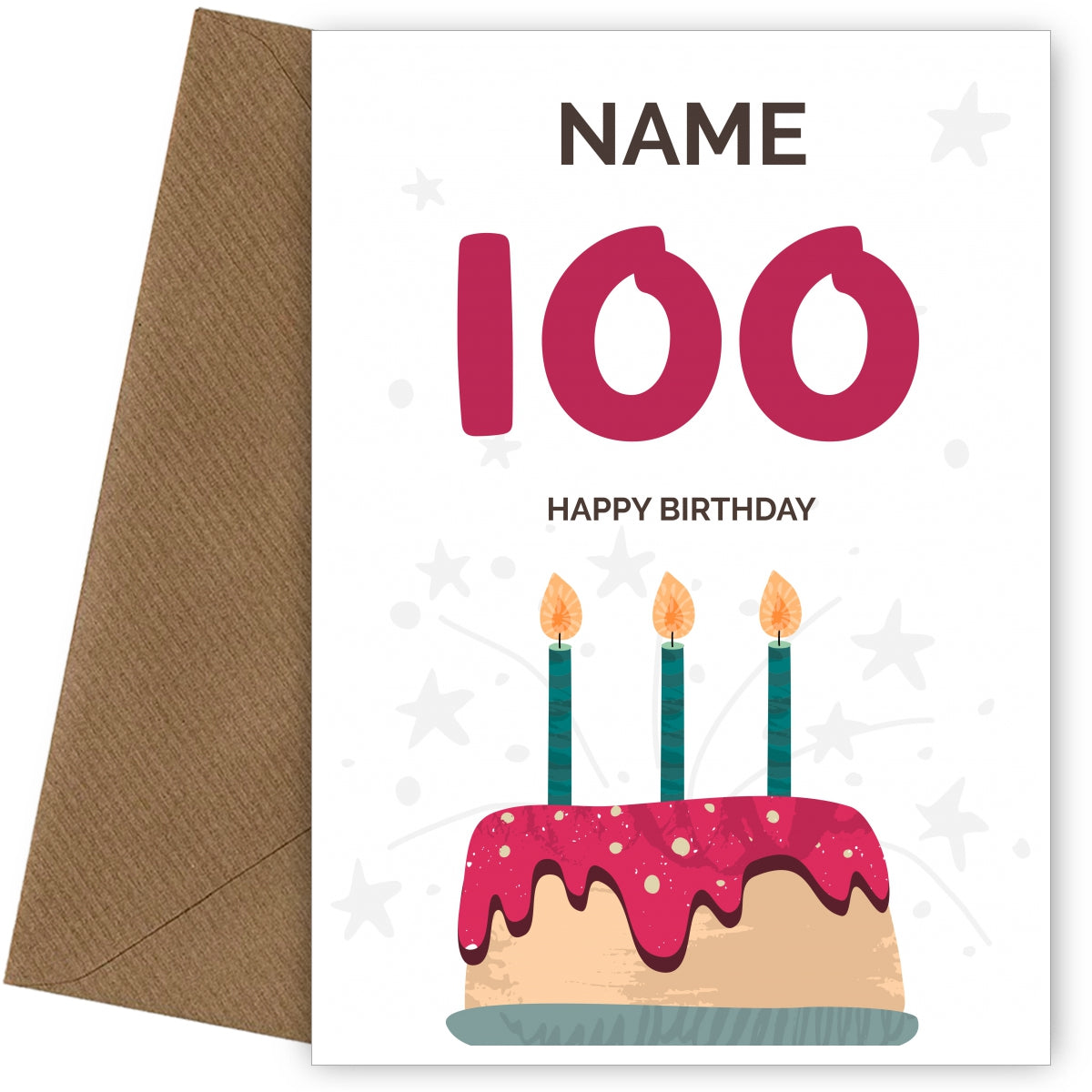 Happy 100th Birthday Card - Fun Birthday Cake Design