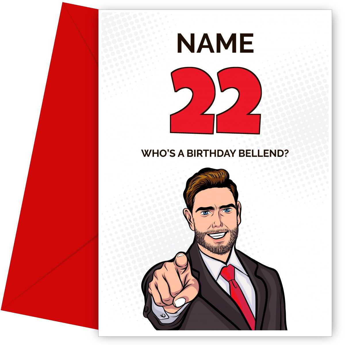 Happy 22nd Birthday Card - Who's a Birthday Bellend!
