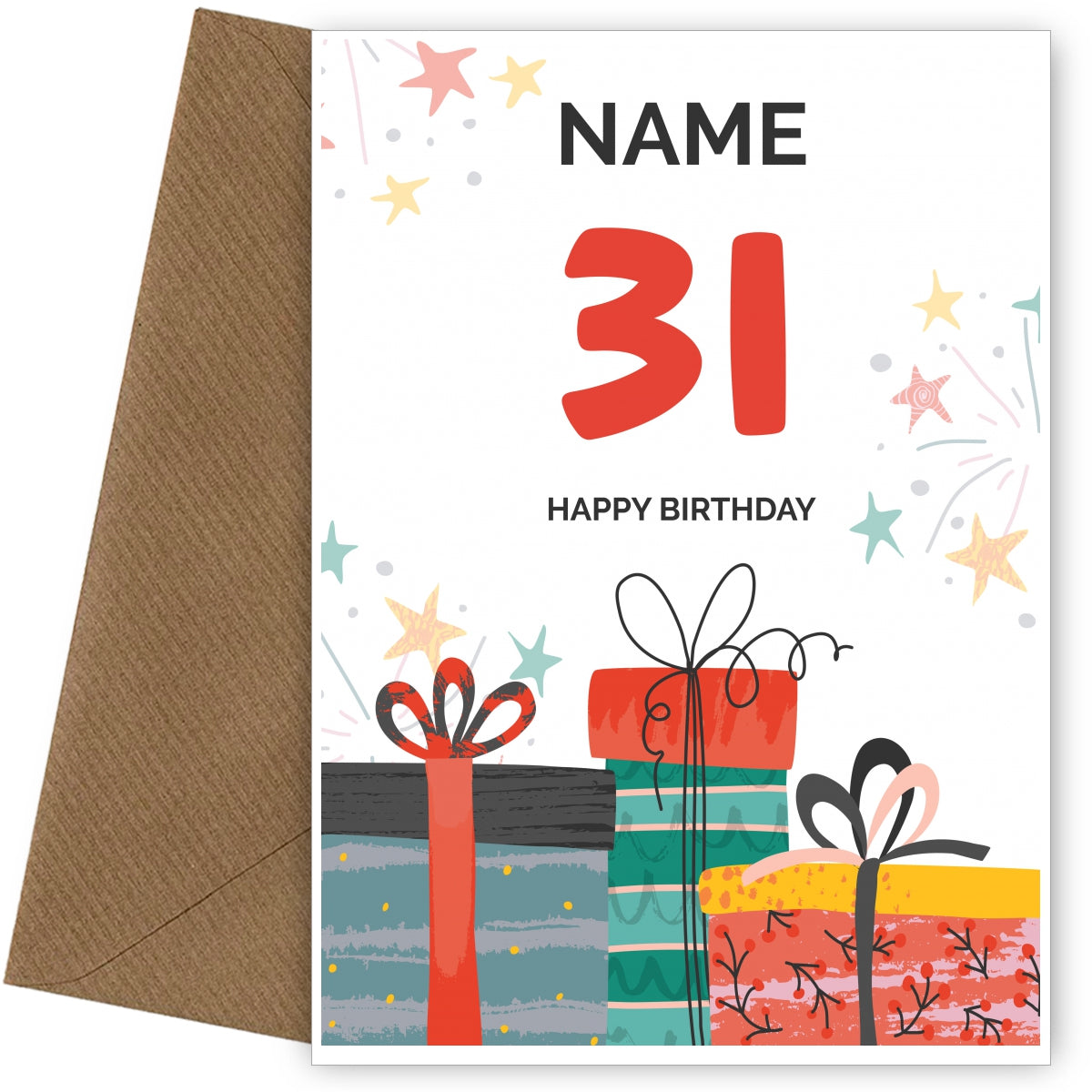 Happy 31st Birthday Card - Fun Presents Design