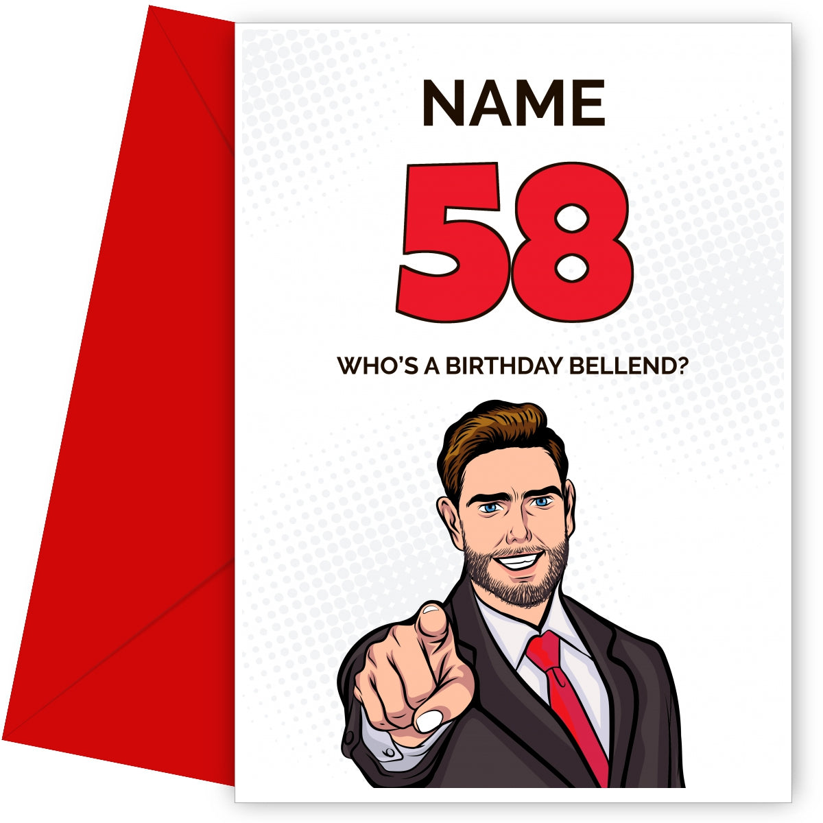 Happy 58th Birthday Card - Who's a Birthday Bellend!