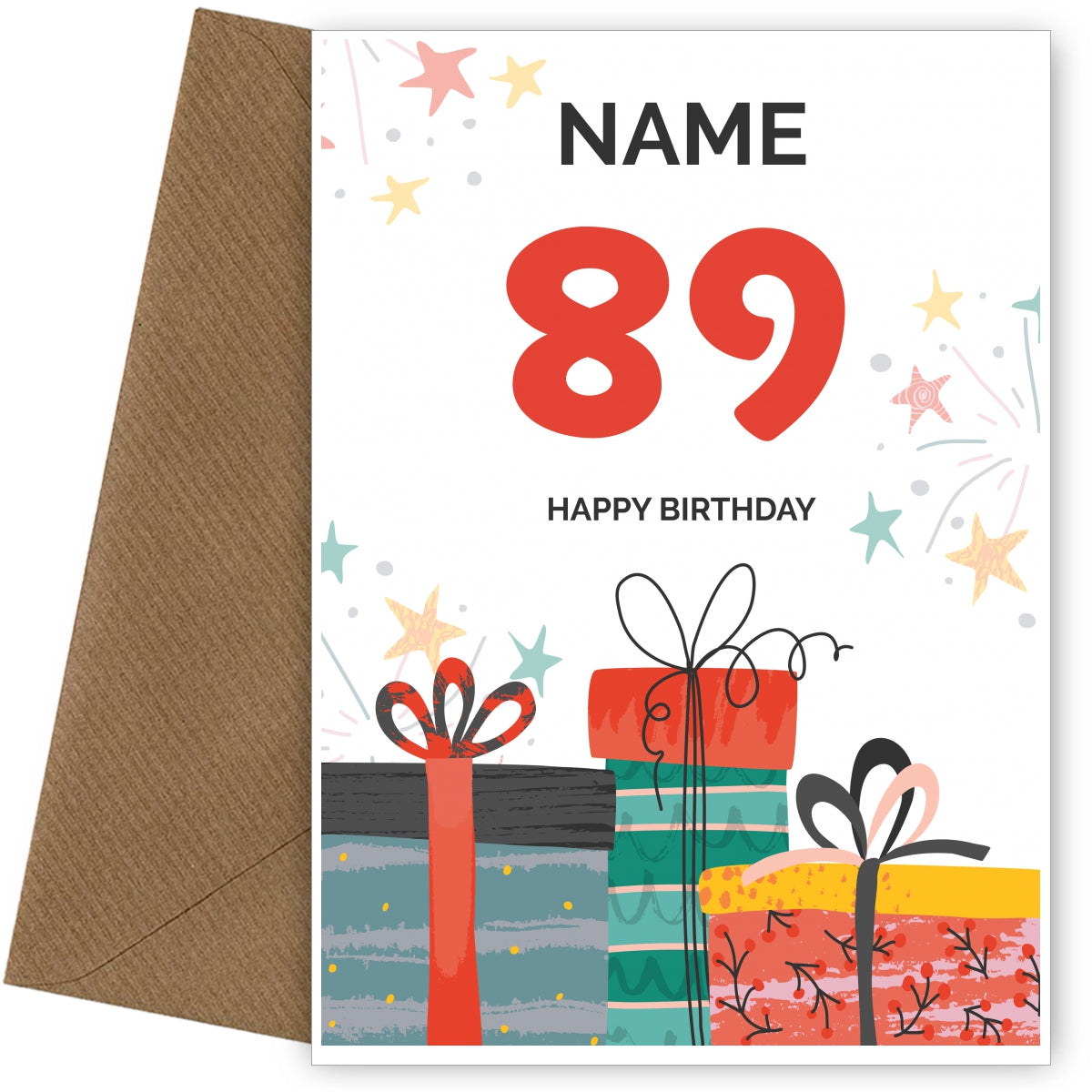 Happy 89th Birthday Card - Fun Presents Design