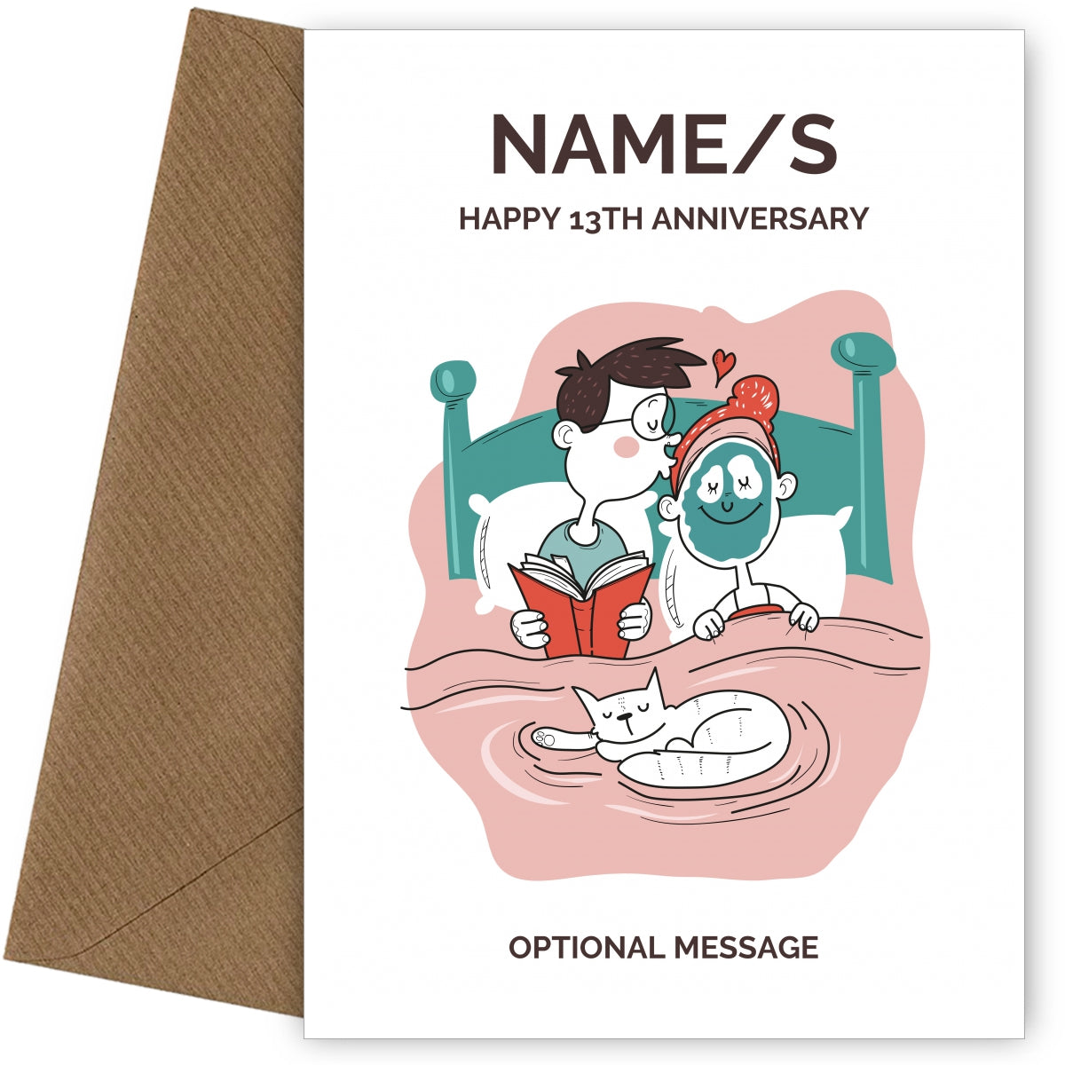 Married Couple 13th Wedding Anniversary Card for Couples