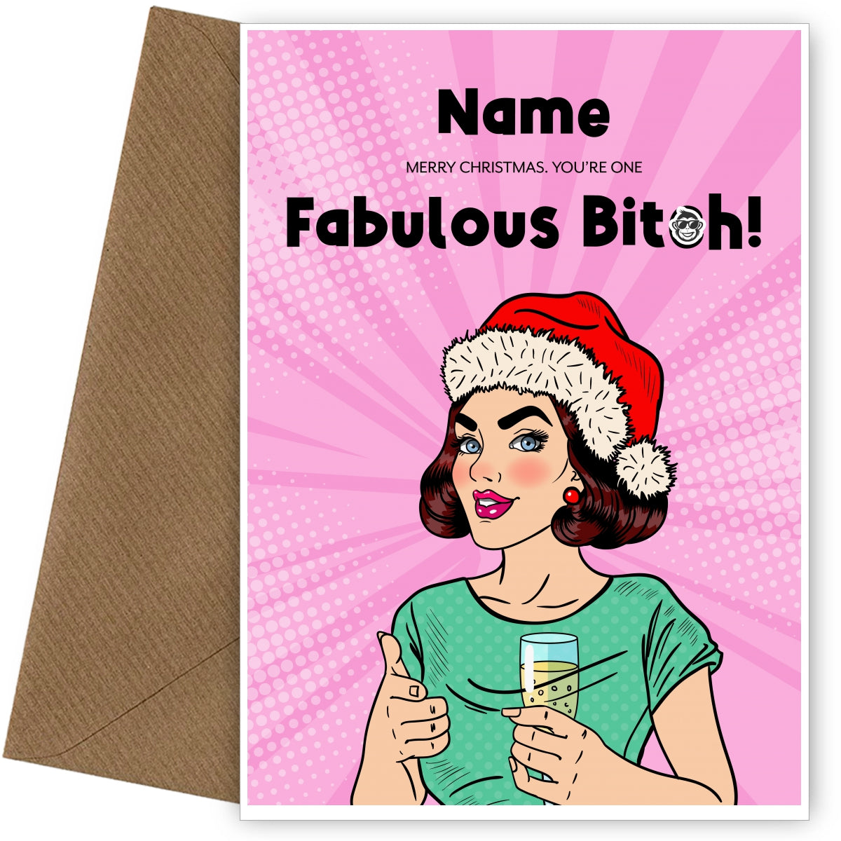 Adult Merry Christmas Card for Her, Wife, Friend - Fabulous B*tch!