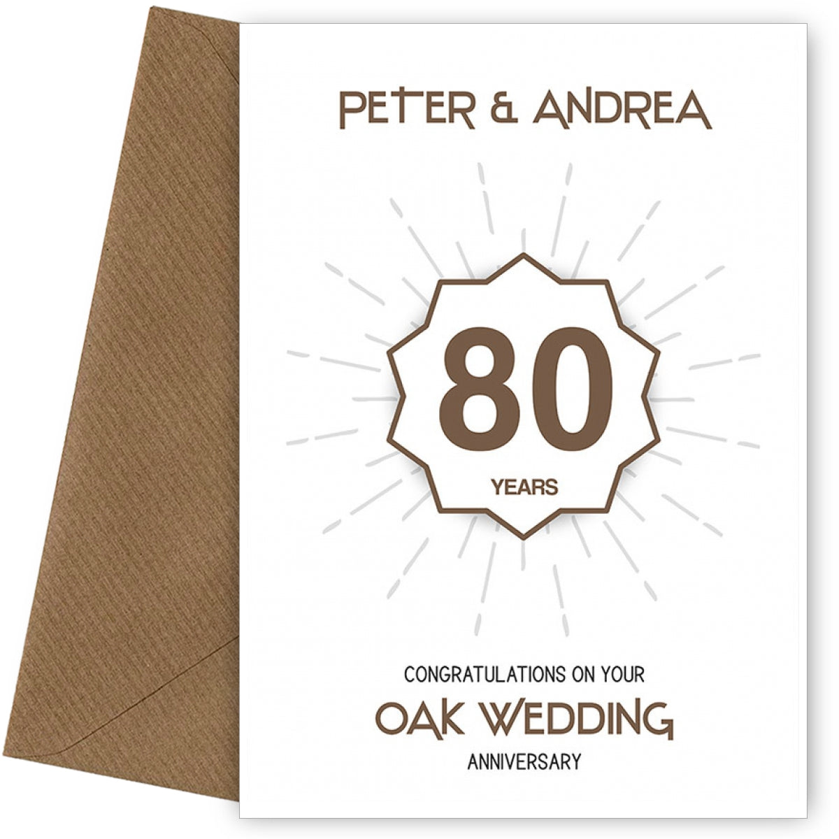 Oak Wedding Anniversary Card for 80th Wedding Anniversary