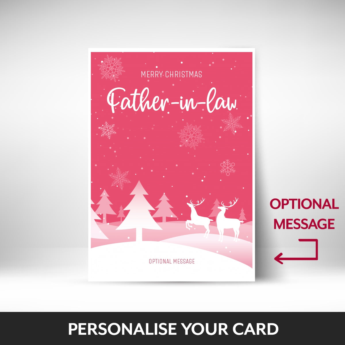 What can be personalised on this Father-in-law christmas cards