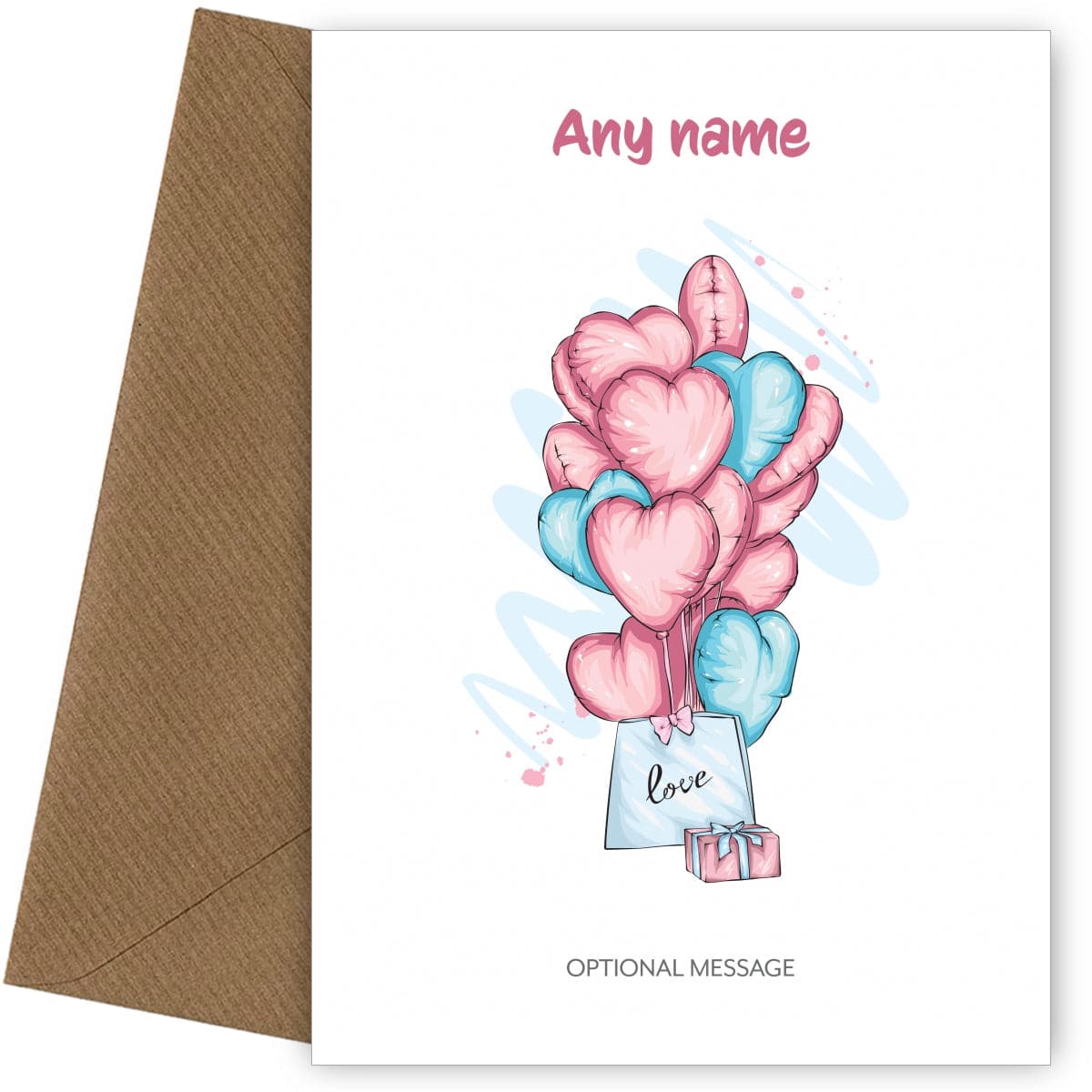 Personalised Girls Birthday Cards - Pretty Balloon and Gift Set