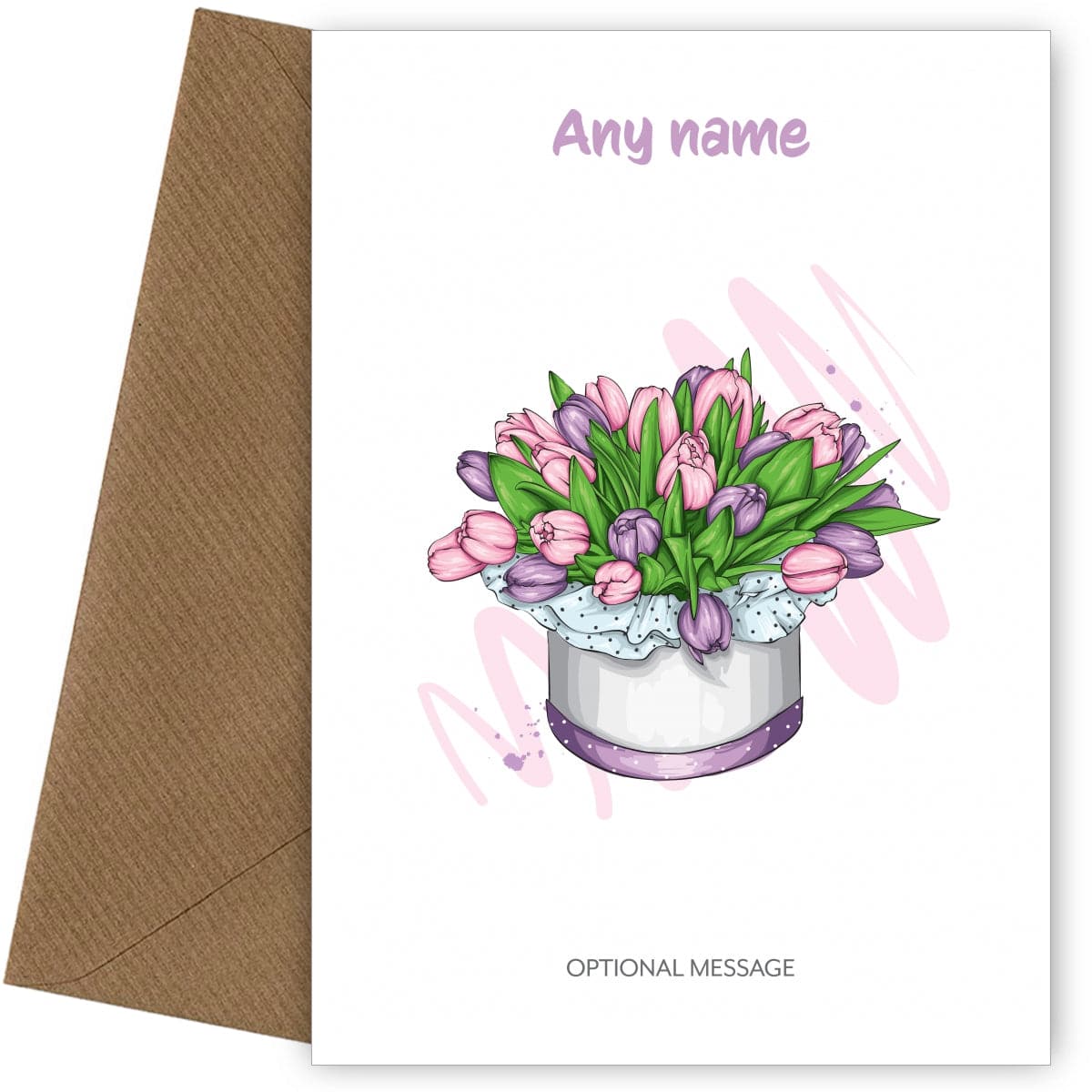 Pretty Bouquet of Tulips - Personalised Birthday Cards for Women