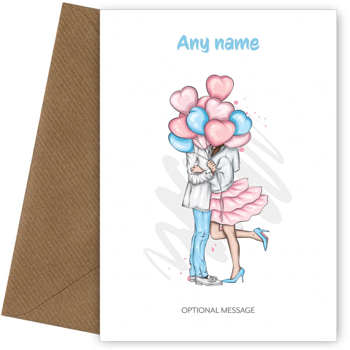 Pretty Couple with Balloons - Engagement Cards for Couples