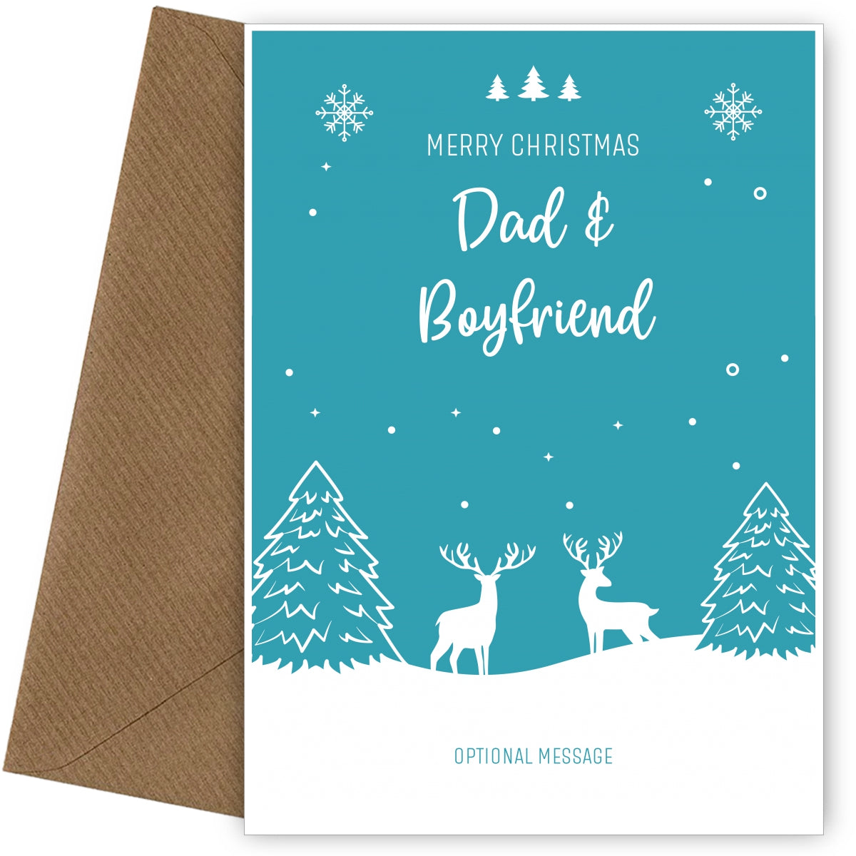 Dad and Boyfriend Christmas Card - Reindeer Scene