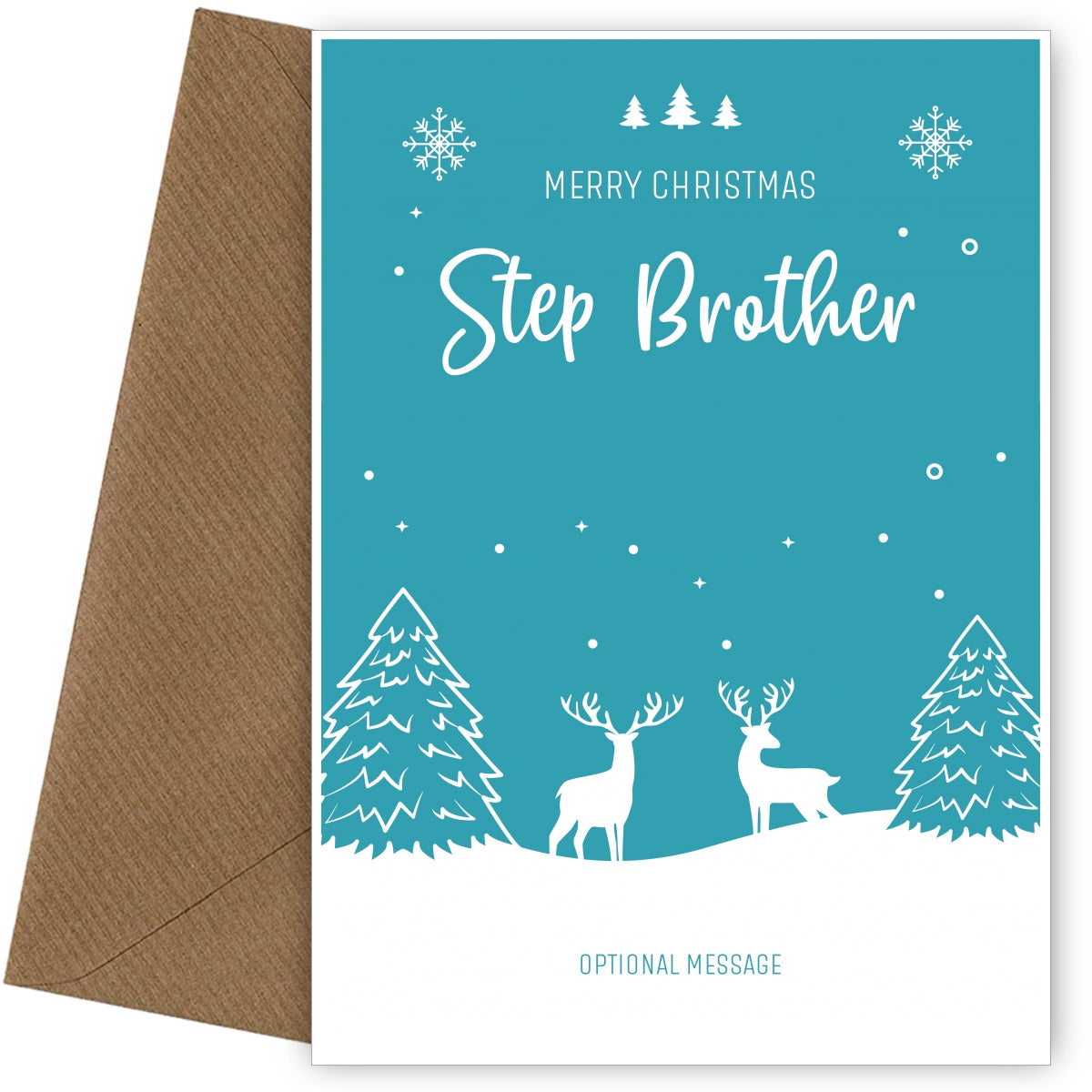 Step Brother Christmas Card - Reindeer Scene