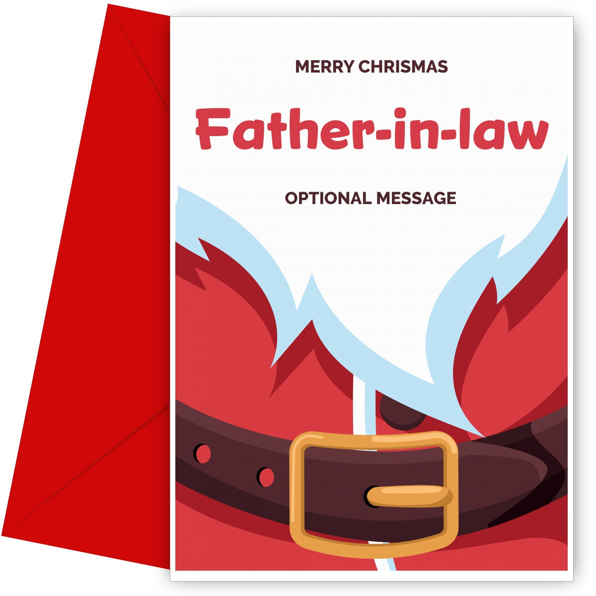 Merry Christmas Card for Father-in-law - Santa Belt