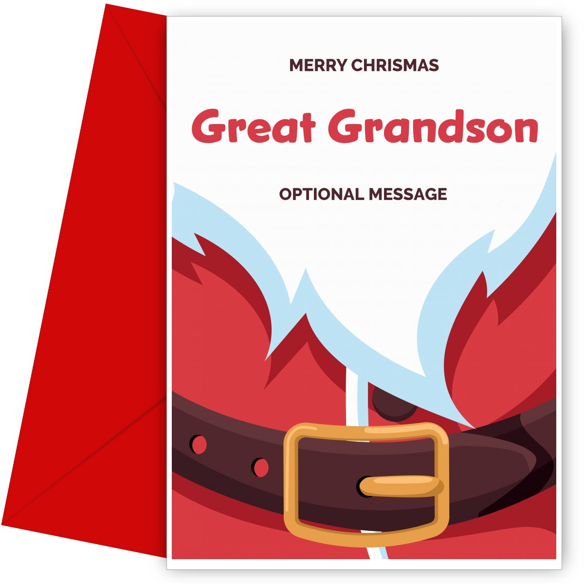Merry Christmas Card for Great Grandson - Santa Belt