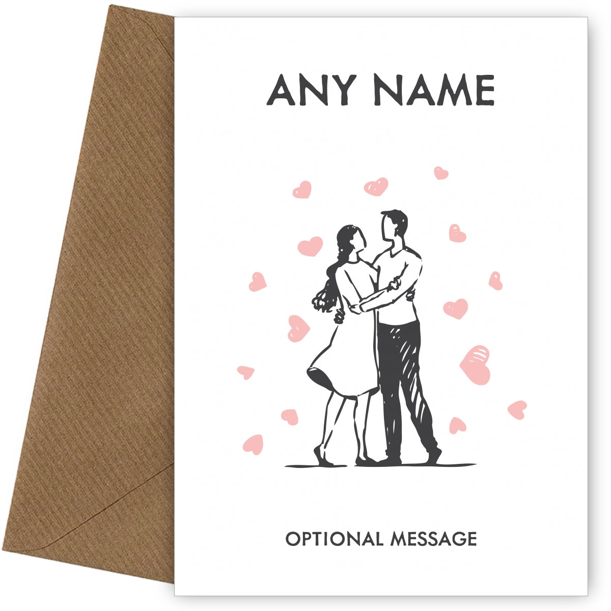 Couple in Love Greetings Card - Love Sketch