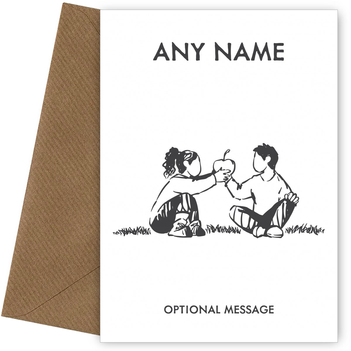 Personalised Card for Teachers of First Day at School (Kids with Apple)