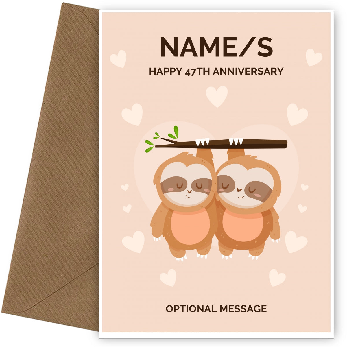 Sloth 47th Wedding Anniversary Card for Couples