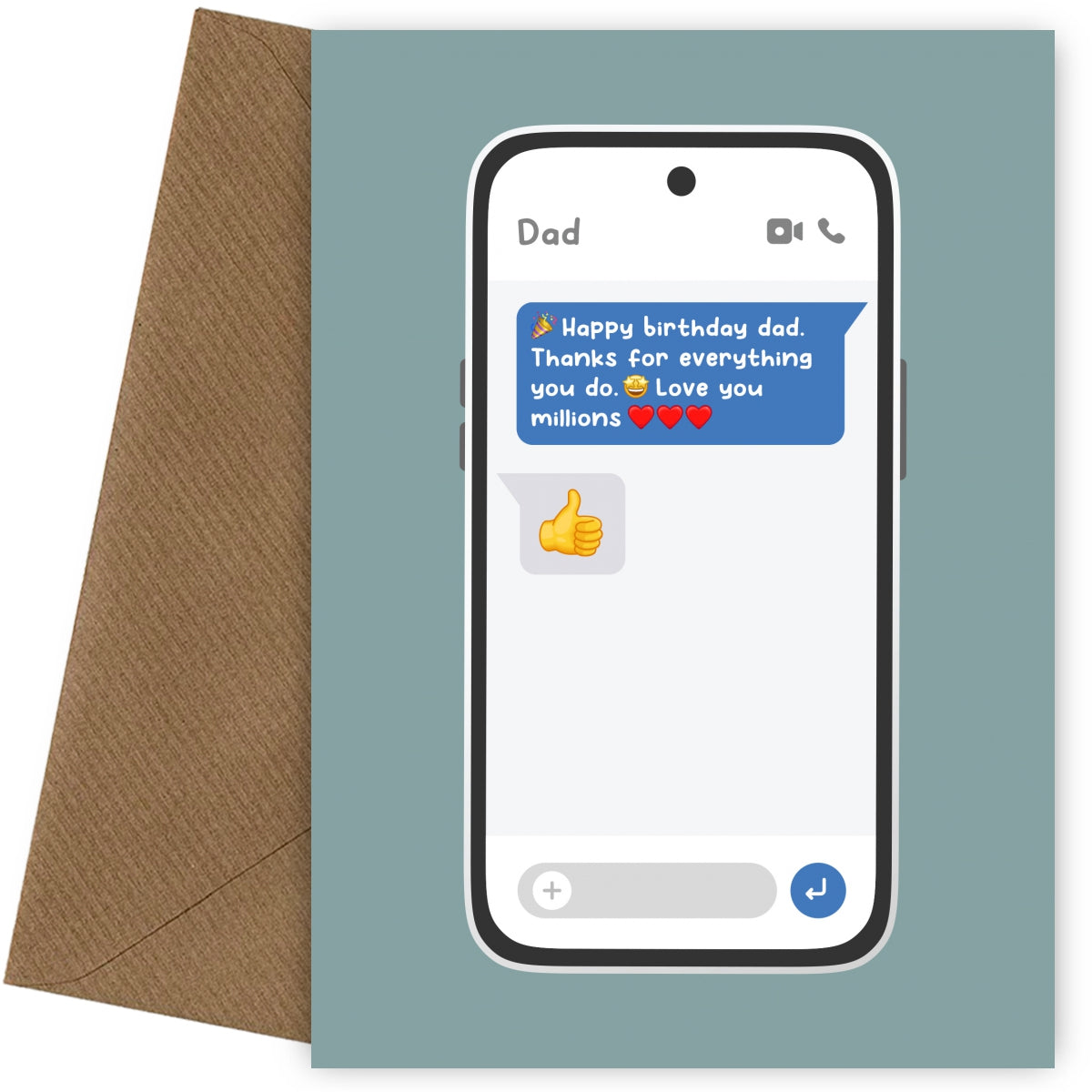 Funny Dad Birthday Card from Daughter or Son - Text Message Thumbs Up!