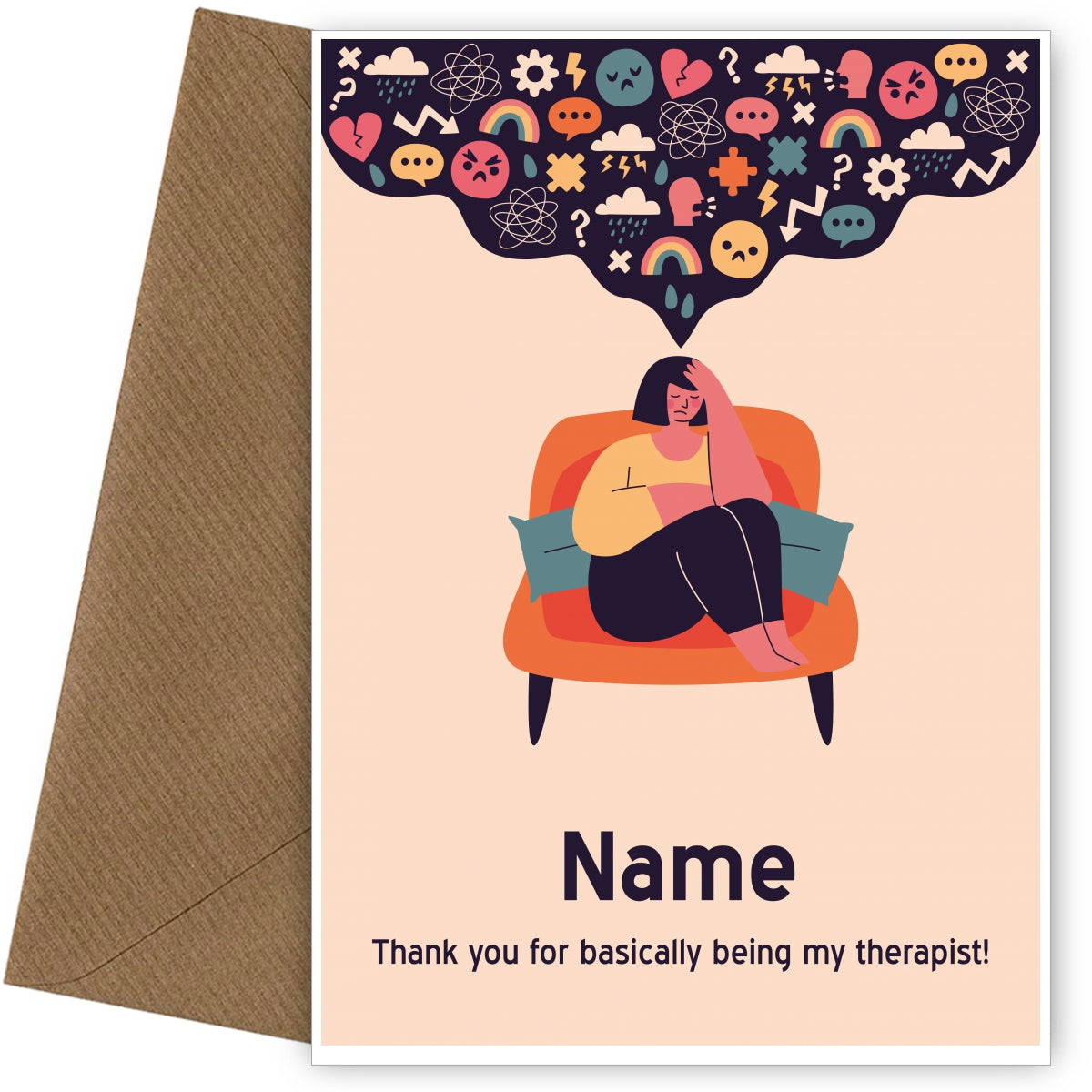 Personalised Thank You Card for Her - For Basically being my Therapist