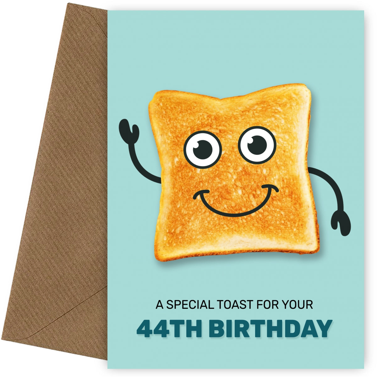 Funny 44th Birthday Card for Men and Women - Humorous Birthday Toast