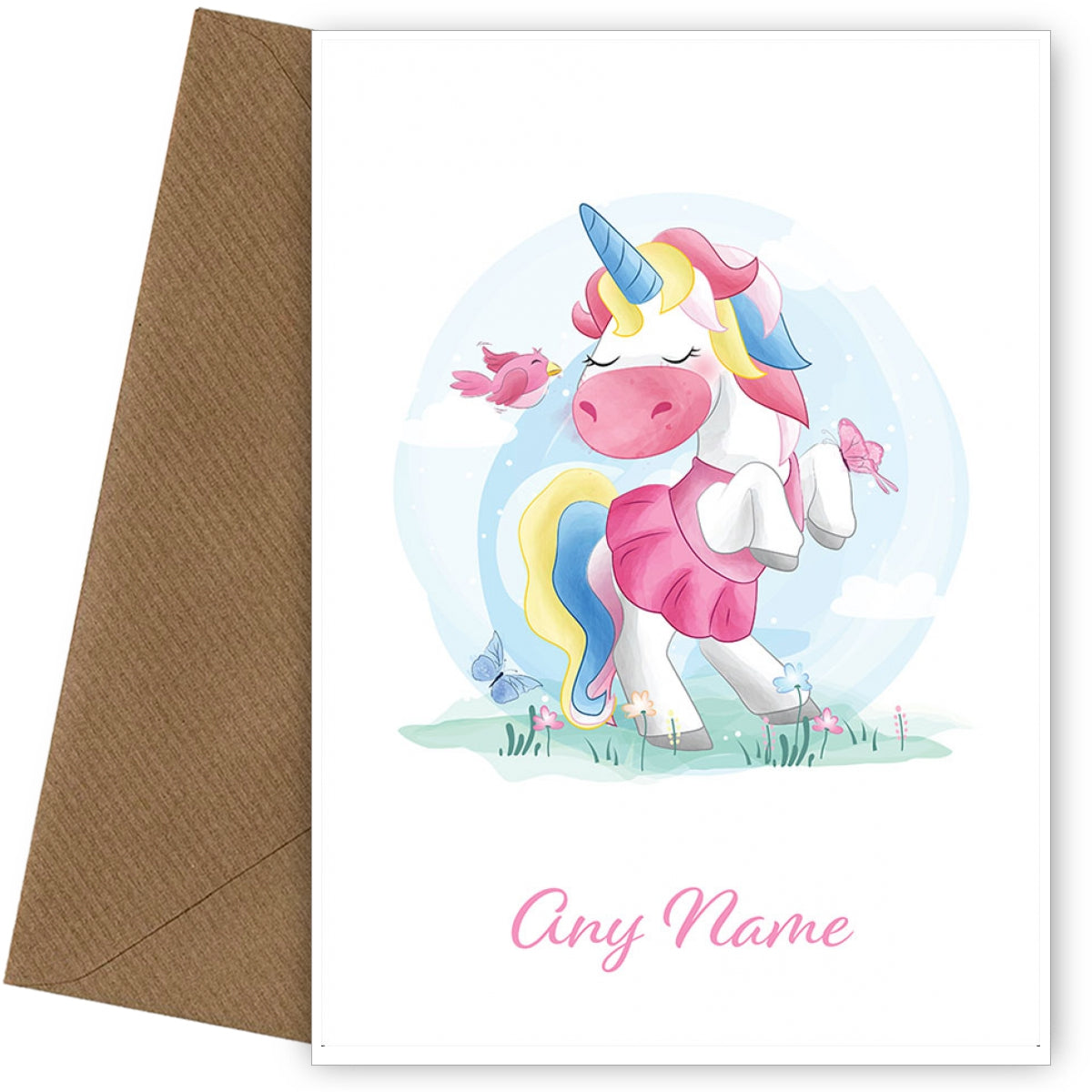 Personalised Unicorn Dancing Card