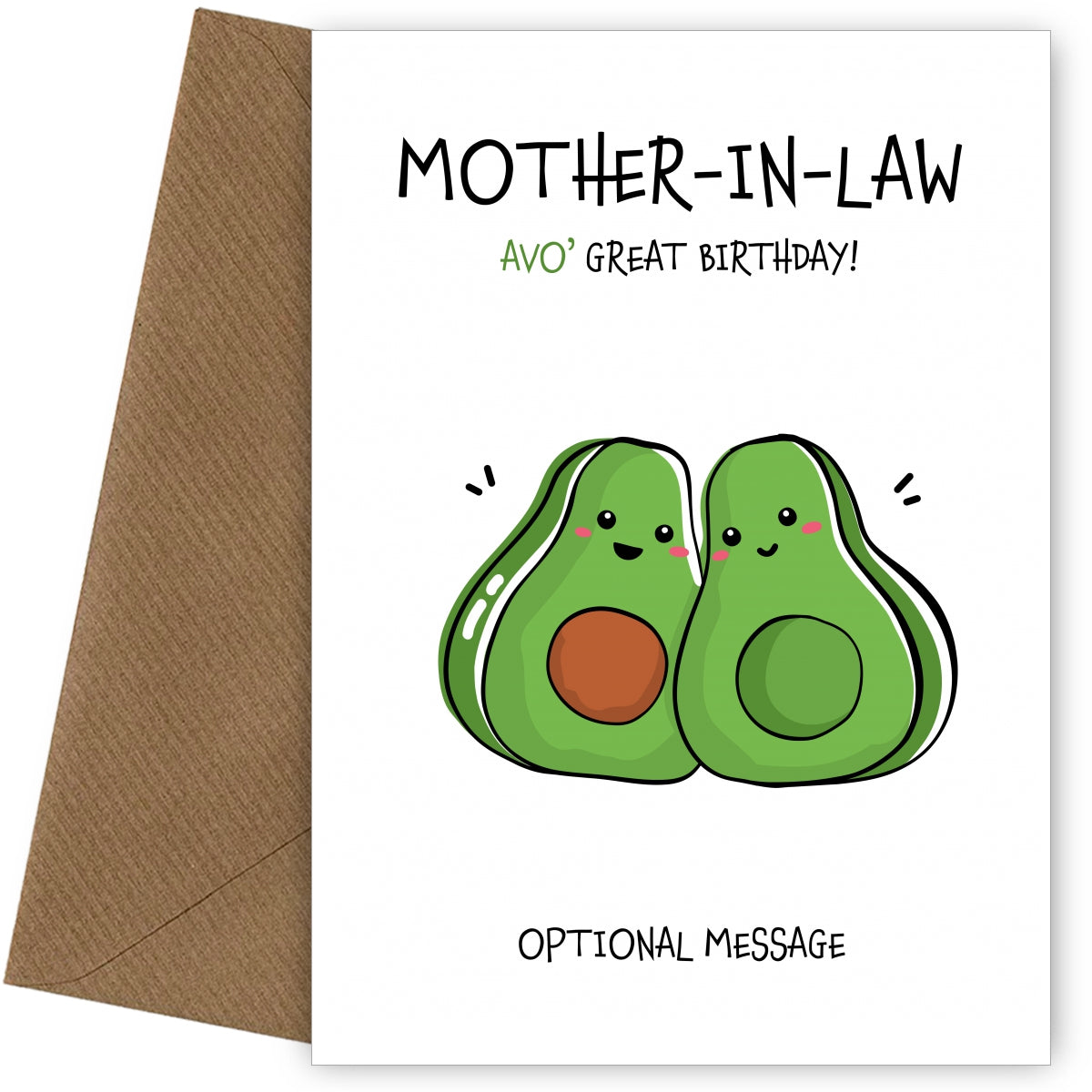 Avocado Birthday Card for Mother-in-law