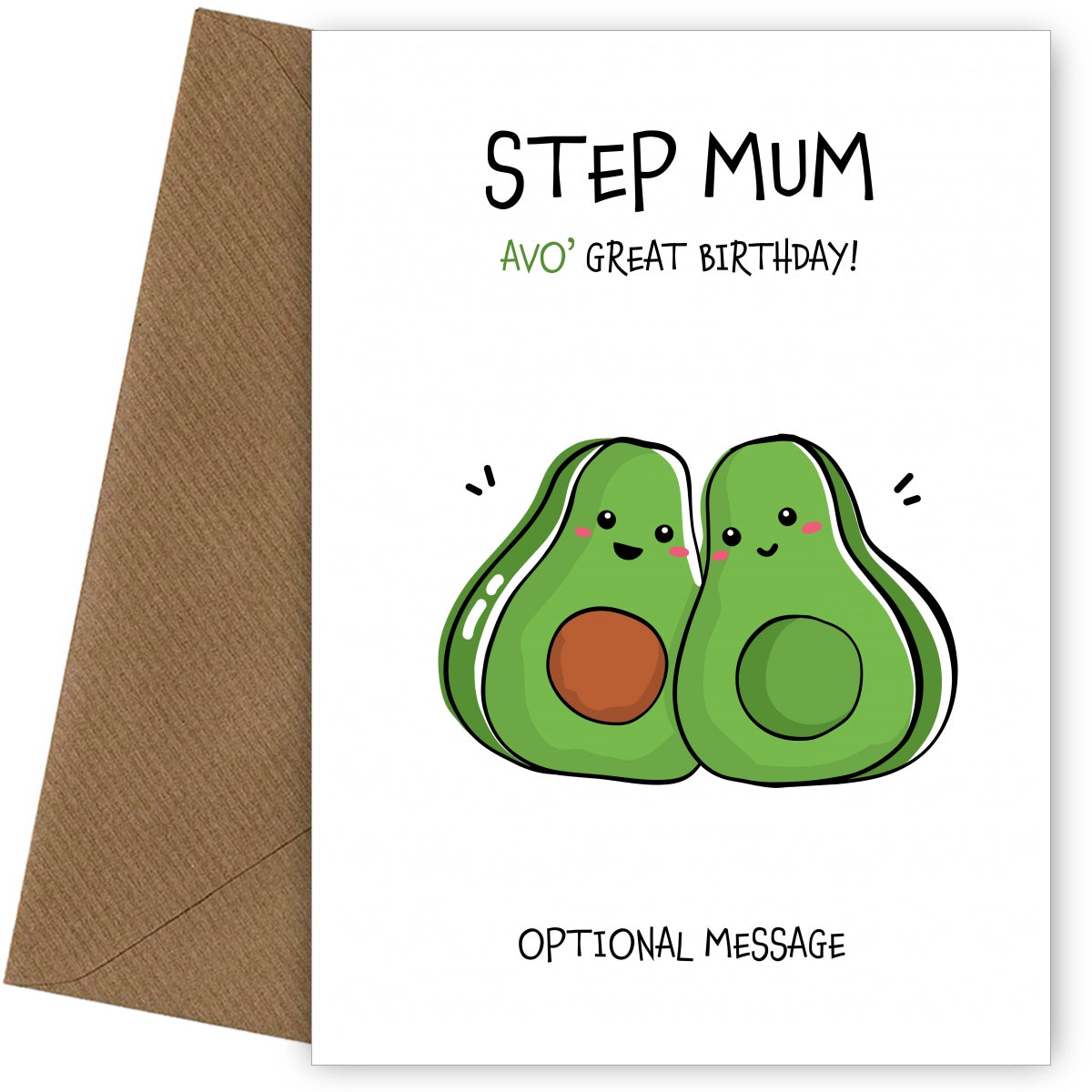 Avocado Birthday Card for Step Mum